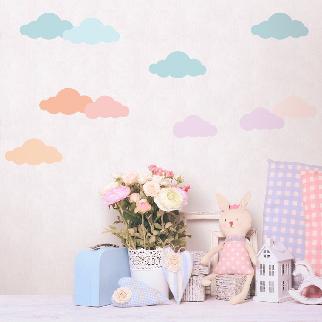 Pastel Cloud Wall Decal 5.6x2.8 / 14.3cmx7cm Nursery Room Wall Sticker ...