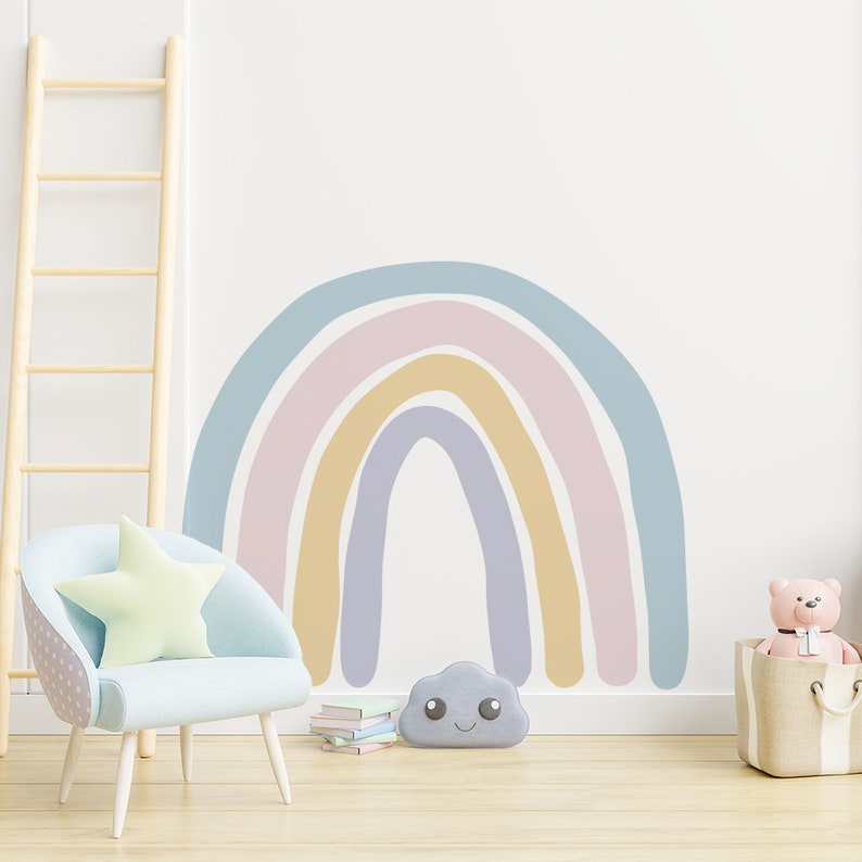 Large Pastel Rainbow Wall decal Rainbow Wall Sticker Etsy