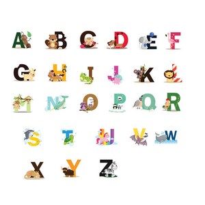 Vinyl Wall Decal ABC Wall Decal Animal Alphabet Decal Nursery Wall