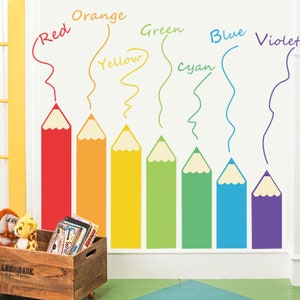 Colored Pencils Wall Decal | Educational Wall Decal | Art Classroom Wall Decal | Playroom Wall Decal | Craft Room Wall Sticker|