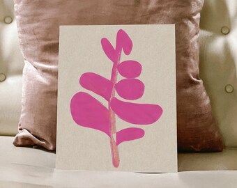 Pink Flower Abstract Poster, MCM flower art print, Mid-Century Modern Pink Art, Bold Abstract Flower, Magenta Wall Art, Abstract Botanical