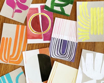 Modern Abstract Postcards Set, Pack of 10 colorful postcards, Matisse inspired, Midcentury Modern Postcards, Midcentury Modern Gift