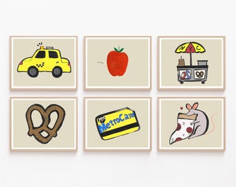 New York City Nursery Art, NYC Nursery Art, NYC Kids Wall Art, NYC Yellow Cab Art, fun nyc kids poster, nyc theme wall art, nyc playroom art