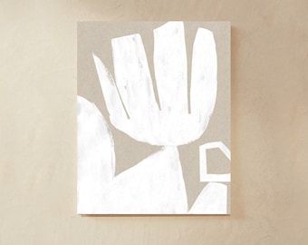 Abstract White Flower Print, MidCentury Modern Poster, Minimalist Abstract Flower, Neutral Modern Art, Abstract Botanical, Retro Flower Art
