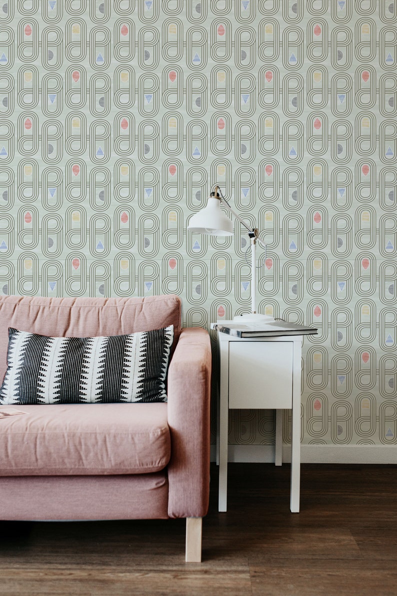 Mid Century Modern Wallpaper Custom Printed Prepasted Etsy