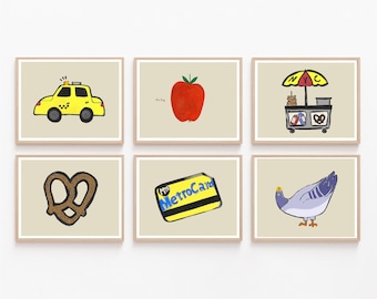 New York City Nursery Art, NYC Nursery Art, NYC Kids Wall Art, NYC Yellow Cab Art, fun nyc kids poster, nyc theme wall art, nyc playroom art