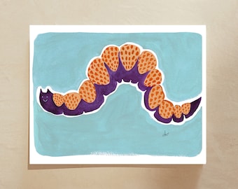 Cute Caterpillar Art, kids bug poster, insects wall art, kids quirky wall art, colorful insect, cute insect art, caterpillar illustration