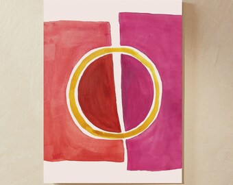 MCM Art ~Mid Century Modern wall art ~ Abstract Modern ~ Pink and Yellow Giclee Print ~ Wall Gallery