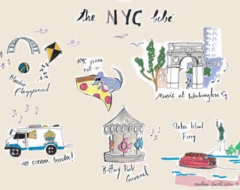 New York City Nursery Art, NYC Nursery Art, NYC Kids Wall Art, NYC Yellow Cab Art, fun nyc kids poster, nyc theme wall art, nyc playroom art