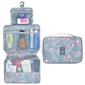 COSMETIC Hanging Makeup Every Day and Travel Bag - NO Velcro closures like other bags - 2 zipper closure outside - 3 zipper closures inside