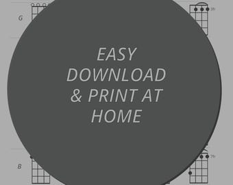 INSTANT Banjo Chord Chart - Basic Black & White - Download and Print at home