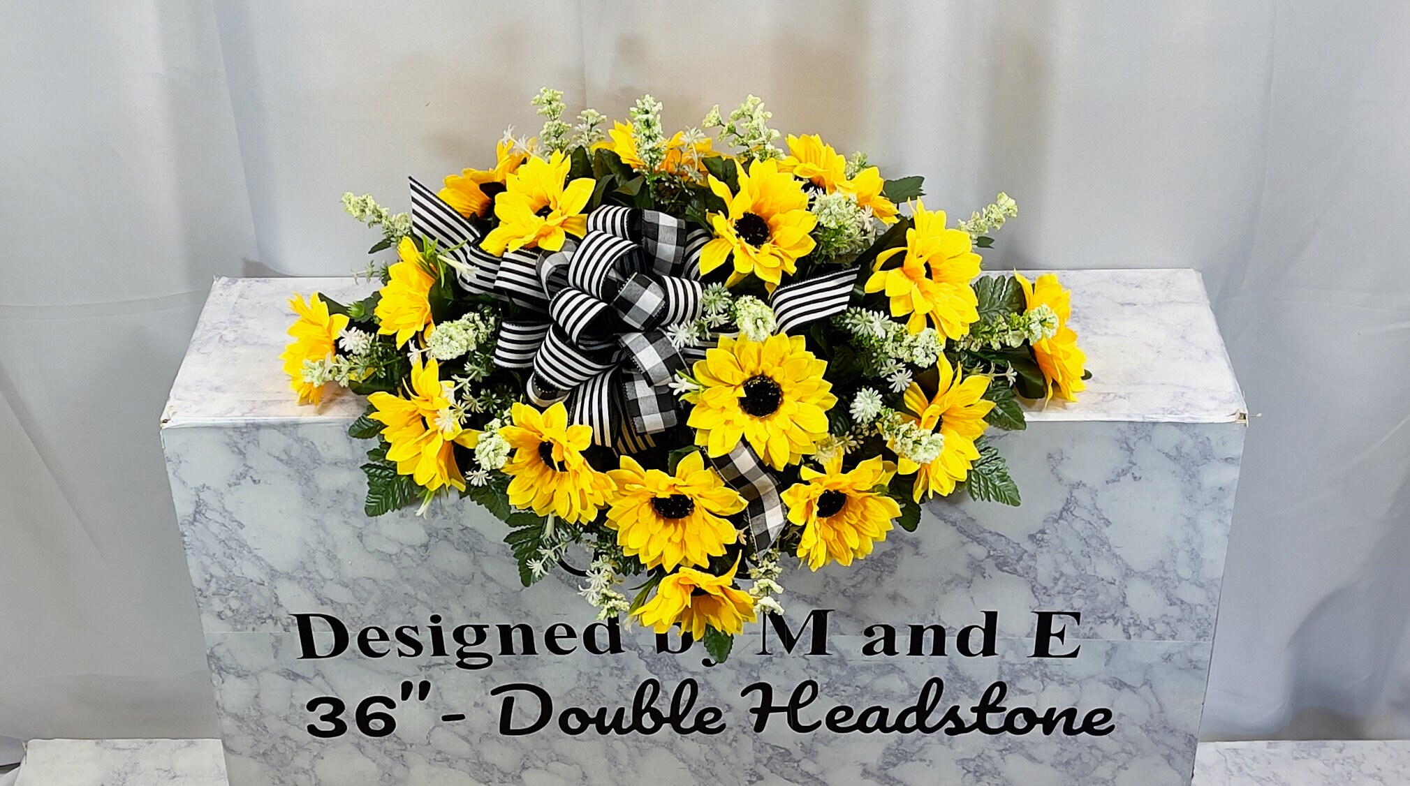 Yellow Sunflowers Quality Silk Flowers, Cemetery Saddle, Cemetery