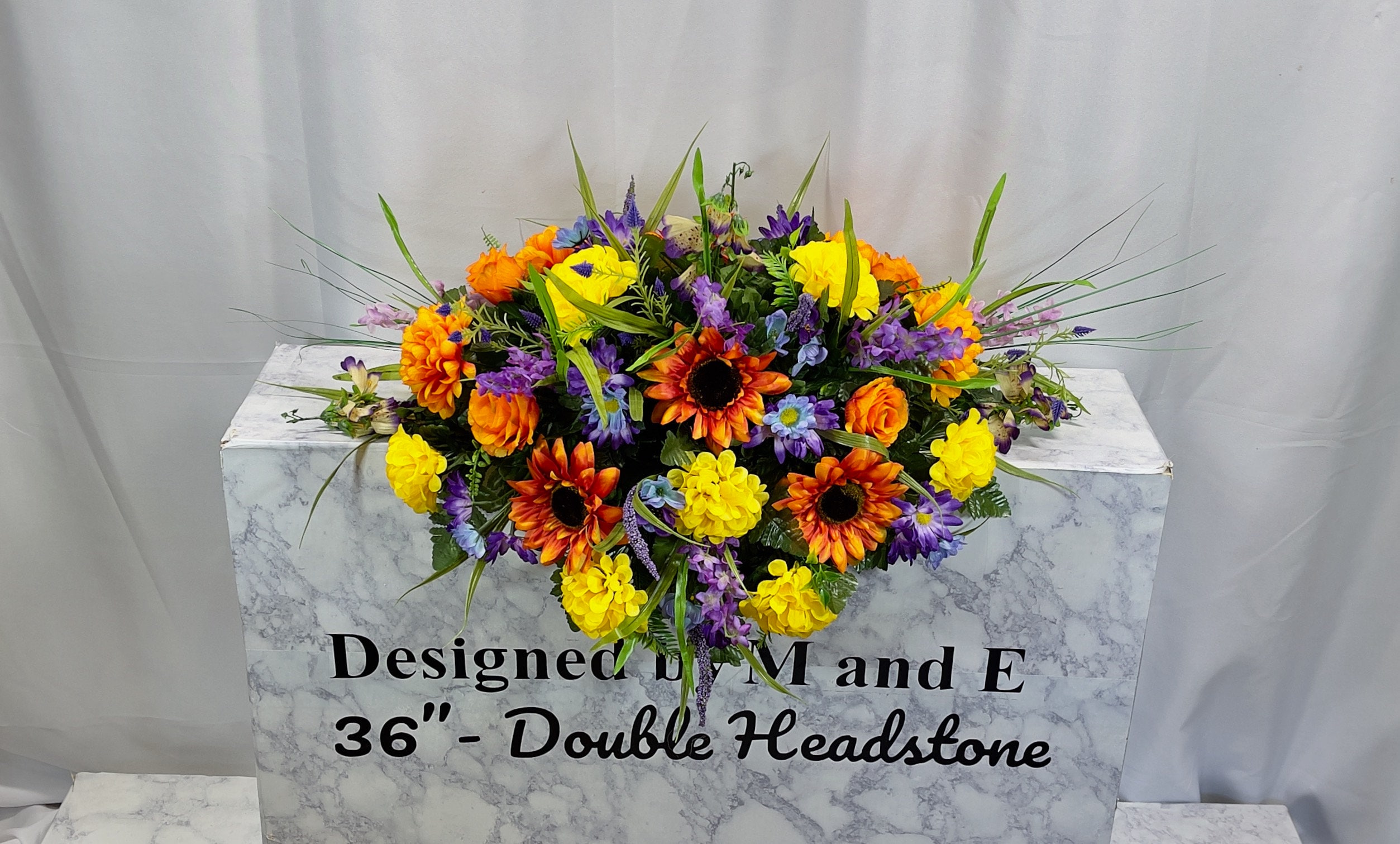 Multicolor Quality Silk Flowers, Cemetery Saddle, Cemetery Flowers