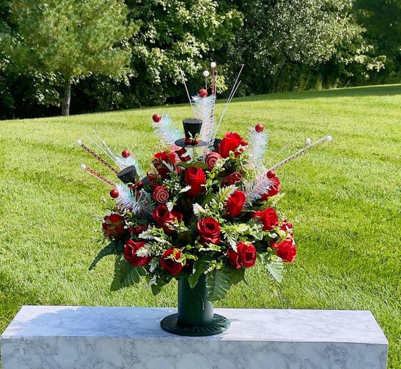 Snowman Hats Christmas Cemetery Vase, Vase, Memorial Cemetery Vase, Memorial Flowers, Memorial Day Cemetery Vase, Sympathy Flowers