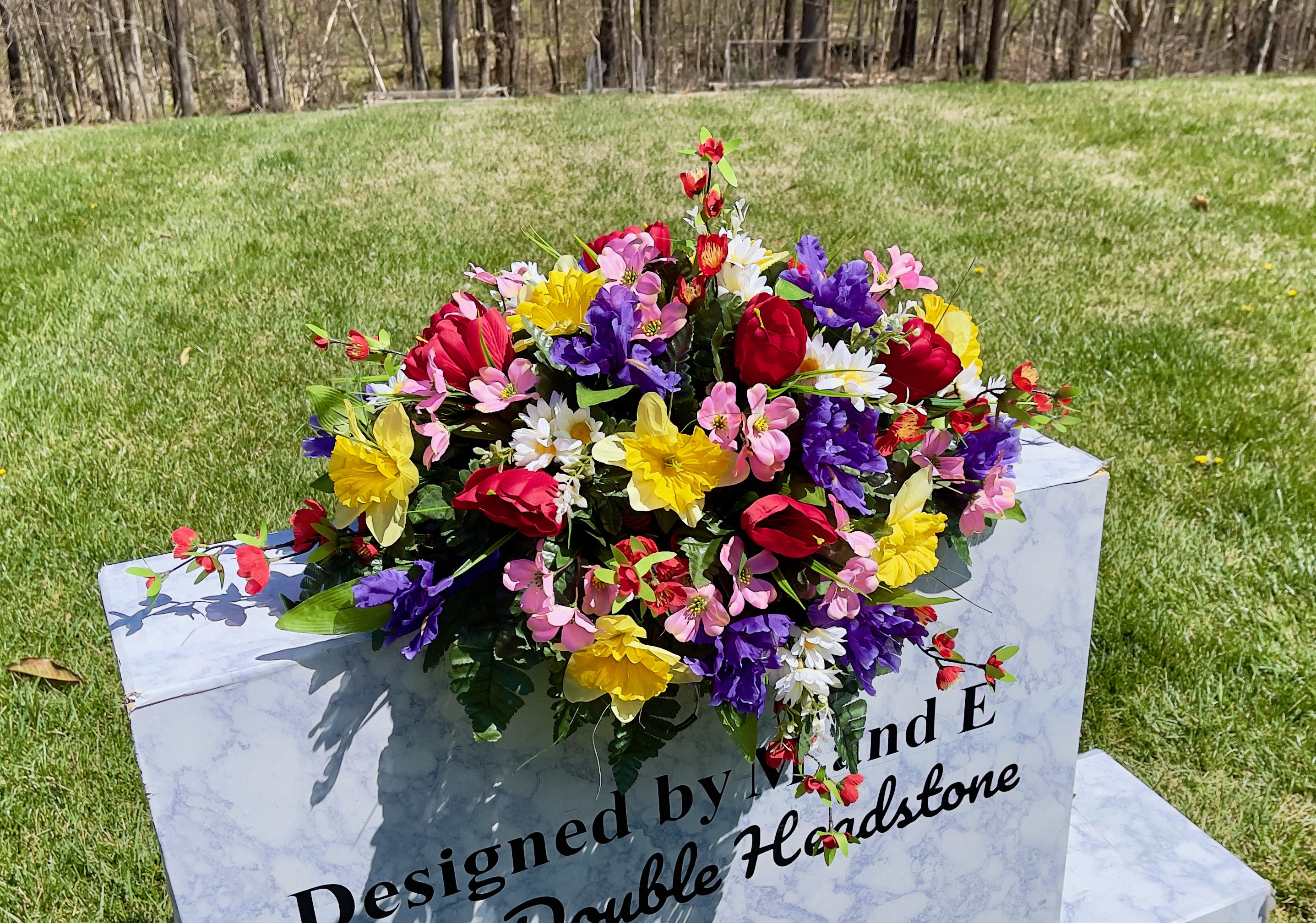 Bright Purple and Yellow Cemetery Saddle, Autumn Cemetery Saddle, Fall