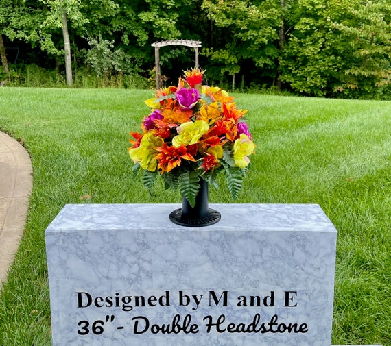 Bright Multi-Color Cemetery Vase, Vase Arrangement, Memorial Cemetery Vase, Memorial Flowers, Spring Cemetery Vase, Sympathy Flowers