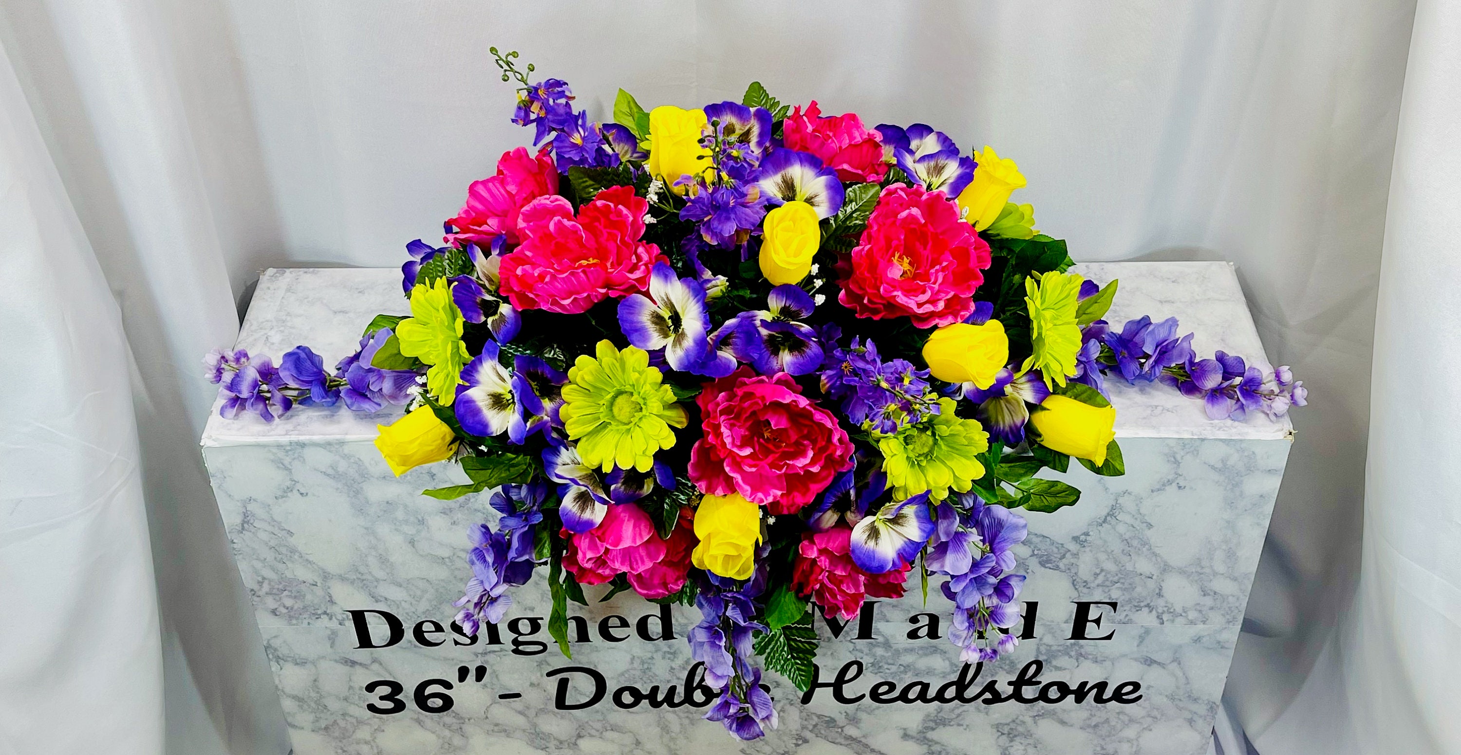 Pink and Purple Cemetery Saddle, Cemetery Flower Arrangement, Flower