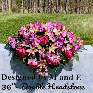 1 Beautiful Pinks Quality Silk Flowers, Cemetery Saddle, Cemetery Flowers, Headstone Saddle, Cemetery Arrangement, Memorial Day Flowers