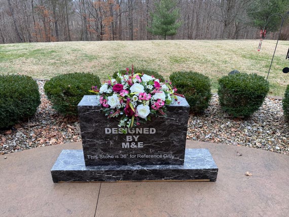 One of a Kind Cemetery Saddle with Pink, Lavender, and White, Grave Decoration, Memorial Flowers, Headstone Flowers