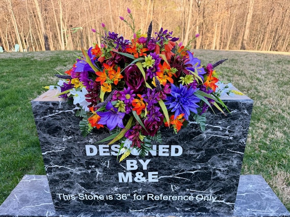 Bright Silk Cemetery Saddle Arrangement, Memorial Day Flowers
