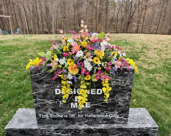 Large Wildflower Cemetery Saddle, Grave Decoration, Memorial Flowers Silk Arrangement