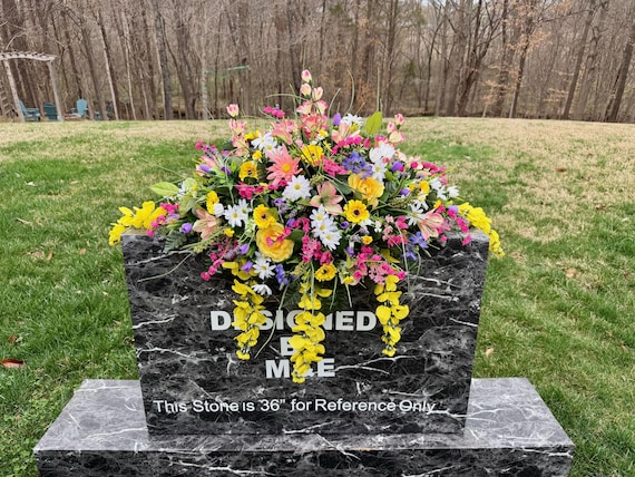 Large Wildflower Cemetery Saddle, Grave Decoration, Memorial Flowers Silk Arrangement