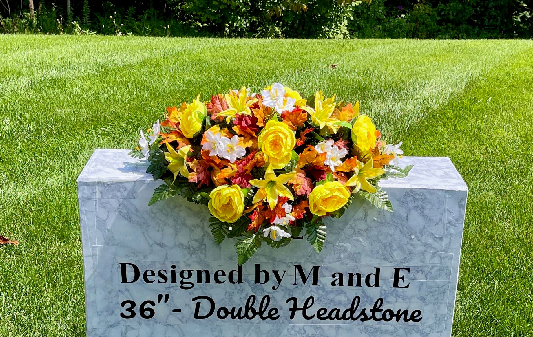 YellowWhiteMix Fall Cemetery Saddle, Cemetery Saddle, Cemetery Flower