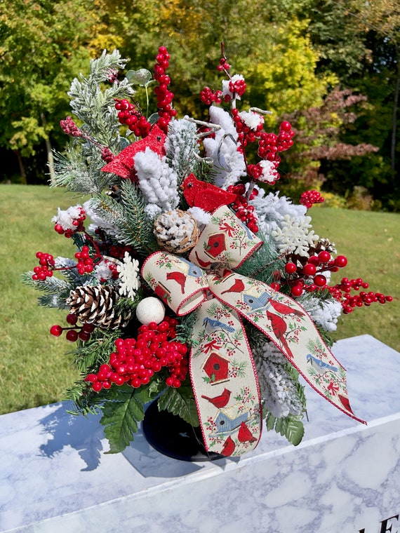 Redbirds Cemetery Vase, Vase, Memorial Cemetery Vase, Memorial Flowers, Memorial Day Cemetery Vase, Sympathy Flowers