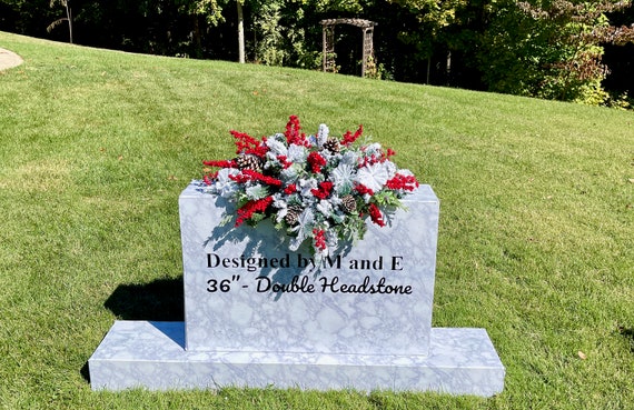 Christmas Cemetery Saddle, Mixed Berries, Headstone Floral Arrangement