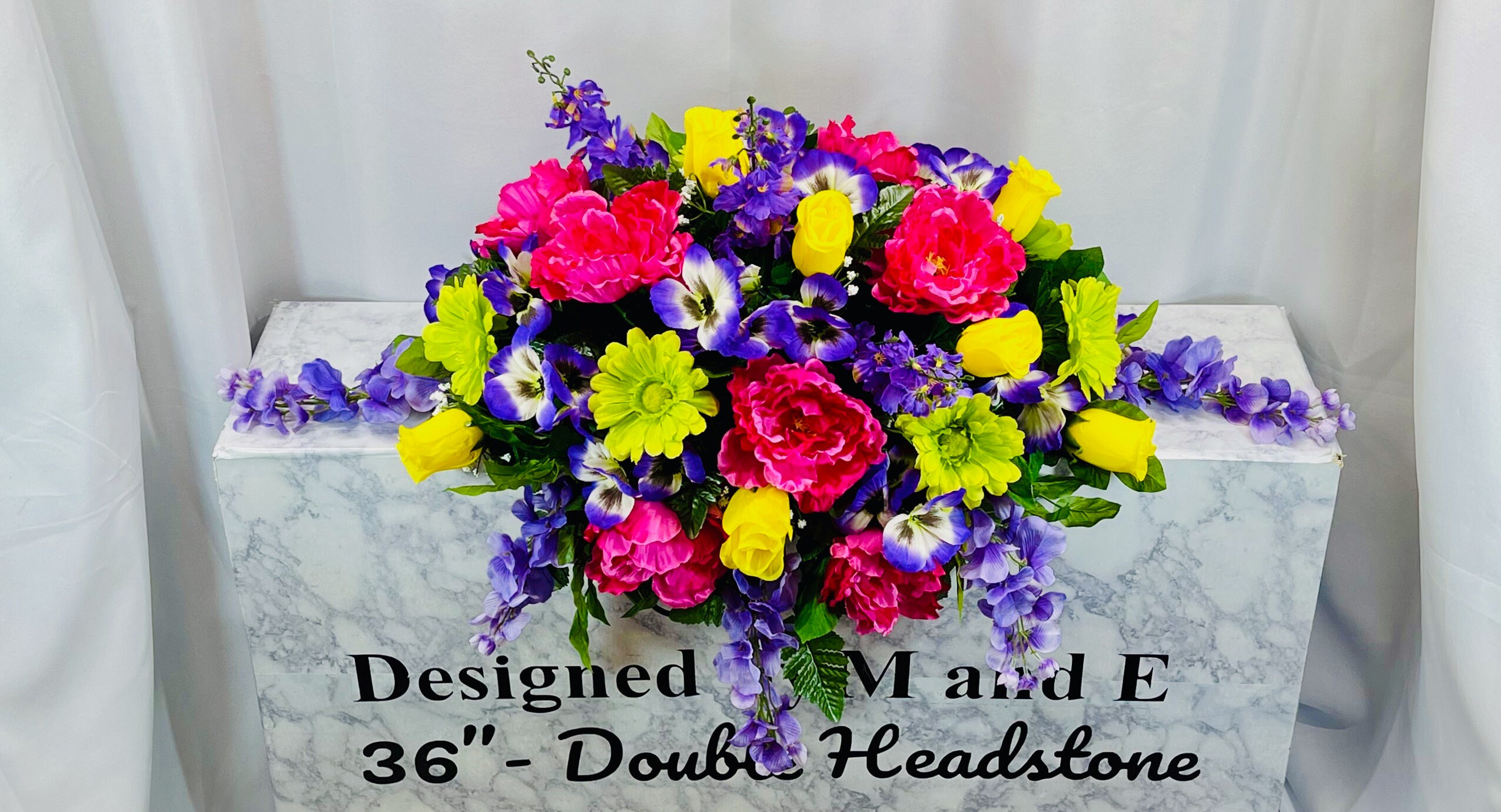 Pink and Purple Cemetery Saddle, Cemetery Flower Arrangement, Flower