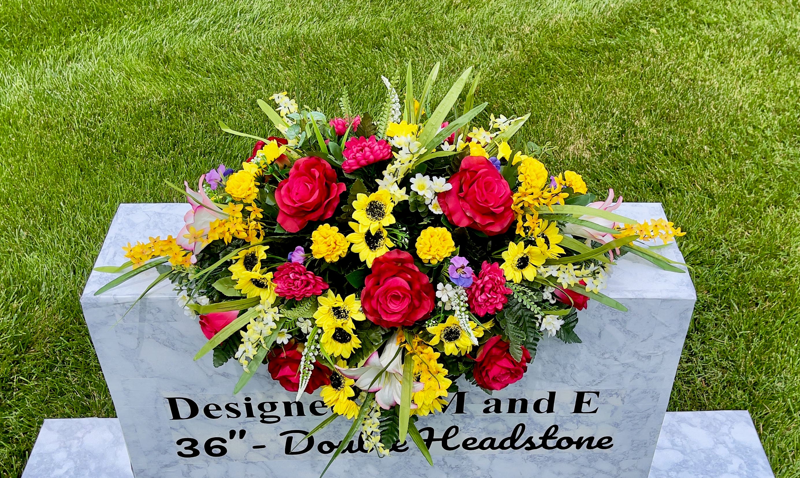 Bright MultiColor Fall Saddle, Quality Cemetery Saddle, Headstone