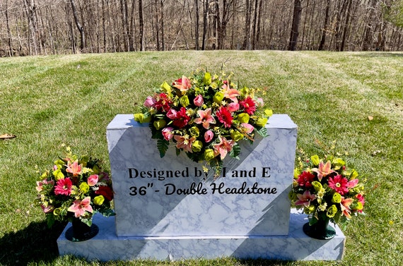 Your Choice of 3-Piece Set, Saddle Alone, 1-Vase Piece, Cemetery Saddle, Cemetery Flower, Headstone Saddle Arrangement, Headstone Saddle