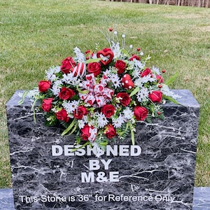 Valentine Hearts with Bow Cemetery Saddle, Flowers for the Cemetery, Memorial Day, Sympathy Flowers, Cemetery Flowers, Gravesite Flowers