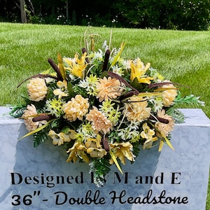 Fall Cemetery Saddle: Cream & Brown Silk Headstone Flowers