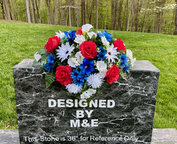 Red, White and Blue Cemetery Saddle, Flowers for the Cemetery, Memorial Day Saddle, Sympathy Flowers, Cemetery Flowers, Gravesite Flowers