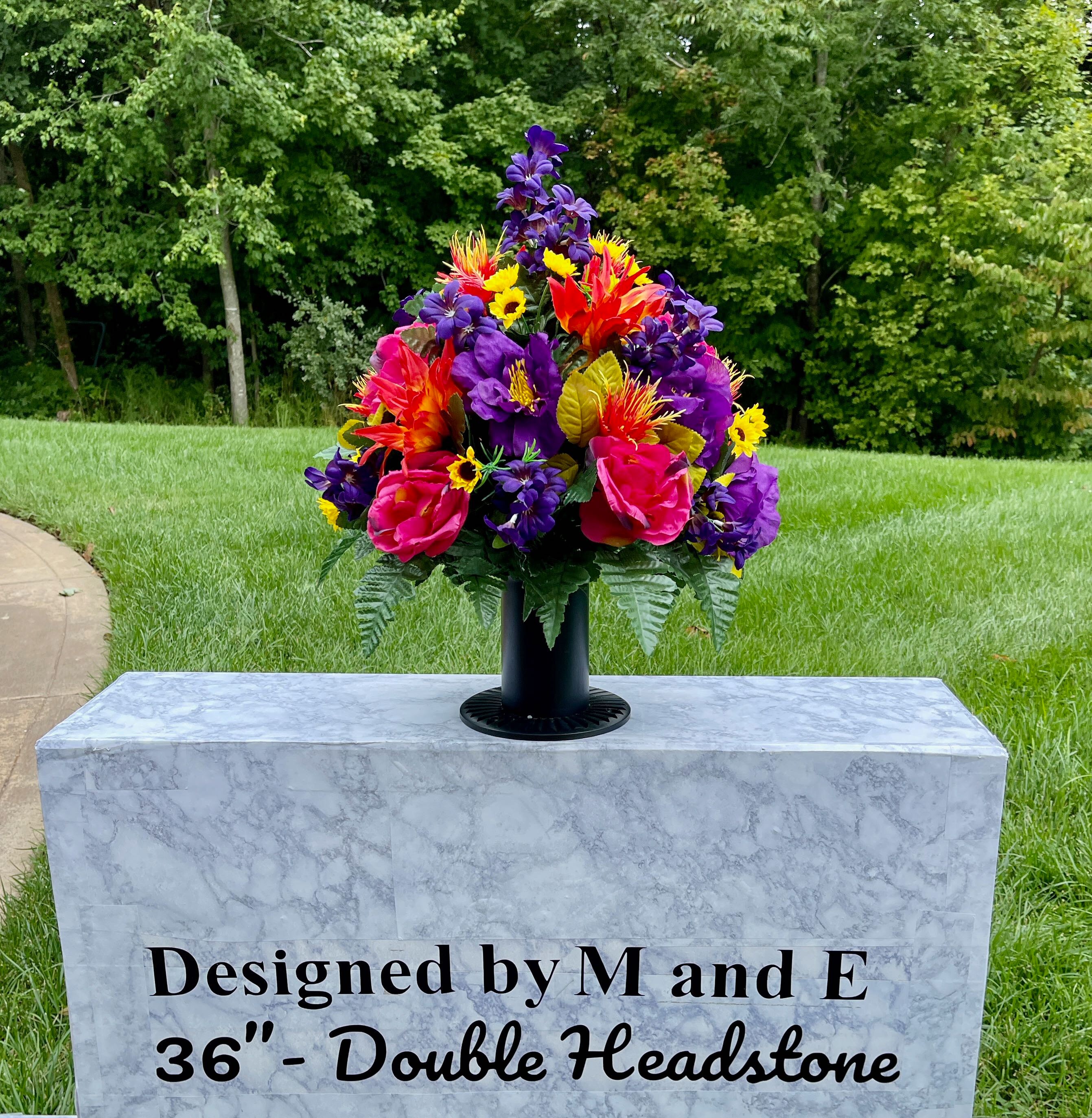 Bright Fall Cemetery Vase, Vase Arrangement, Memorial Cemetery Vase