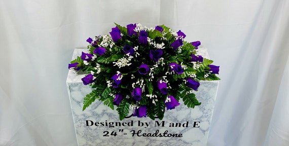Single Headstone Cemetery Saddle, 22-24” Cemetery Flower Arrangement, Flowers for Cemetery, Memorial Saddle, Sympathy Flowers