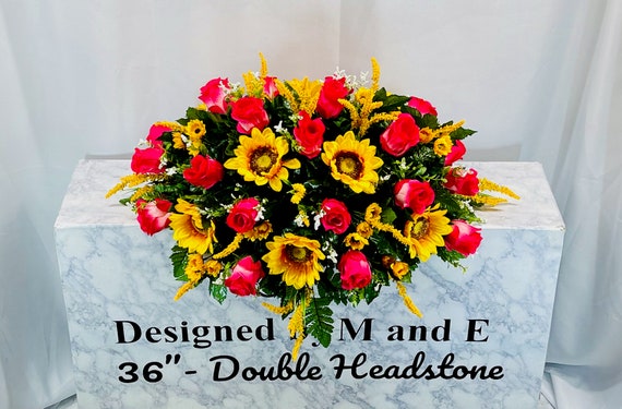 Multicolor Quality Silk Flowers, Cemetery Saddle, Cemetery Flowers, Headstone Saddle, Cemetery Arrangement, Memorial Day Flowers