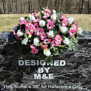 White and Pink Cemetery Saddle, Flowers for the Cemetery, Memorial Day Saddle, Sympathy Flowers, Cemetery Flowers, Gravesite Flowers