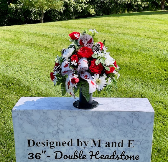 Cardinal Christmas Cemetery Vase, Sympathy Memorial Flowers
