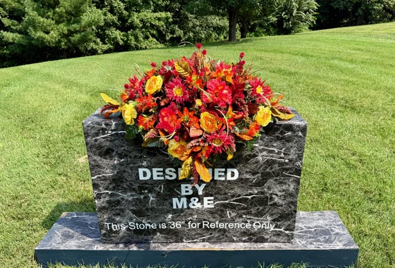 Beautiful Fall Colors Quality Silk Flowers, Cemetery Saddle, Cemetery Flowers, Headstone Saddle, Cemetery Arrangement, Memorial Day Flowers