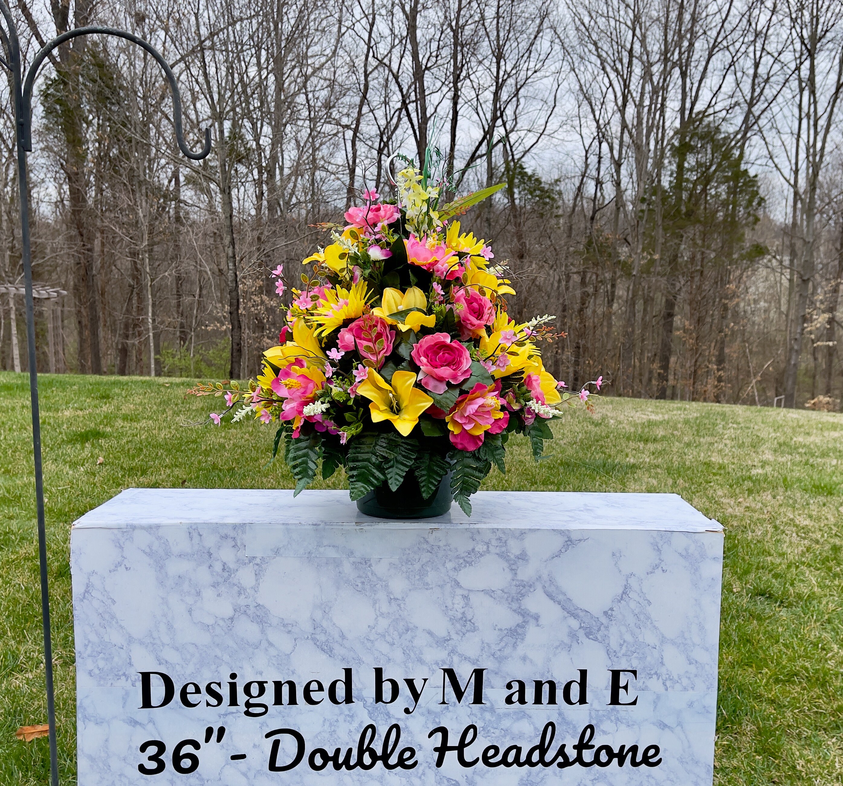 PinkYellow Large Hanging Basket for Shepherd Hook, Hanging Basket