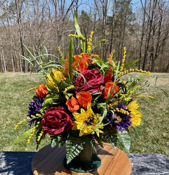 Bright and Beautiful Cemetery Vase, Vase Arrangement, Memorial Cemetery Vase, Memorial Flowers, Spring Cemetery Vase, Sympathy Flowers
