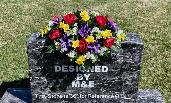 Bright Colors Cemetery Saddle, Cemetery Saddle, Double Headstone Saddle, Headstone Decoration, Cemetery Flower, Memorial Day Flowers