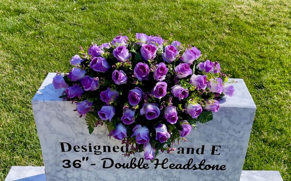 Violet Rose Buds Cemetery Saddle, Flowers for the Cemetery, Memorial Day Saddle, Sympathy Flowers, Cemetery Flowers, Gravesite Flowers