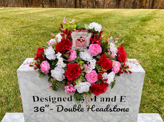 Sending my Love - Valentine Cemetery Saddle, Flowers for the Cemetery, Memorial Day, Sympathy Flowers, Cemetery Flowers, Gravesite Flowers