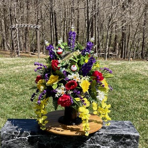 The Fishermans Bright Colors Cemetery Vase, Vase Arrangement, Memorial Cemetery Vase, Memorial Flowers, Spring Cemetery Vase,