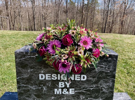 Soft Tropical Colors Cemetery Saddle, Flowers for the Cemetery, Memorial Day Saddle, Sympathy Flowers, Cemetery Flowers, Gravesite Flowers