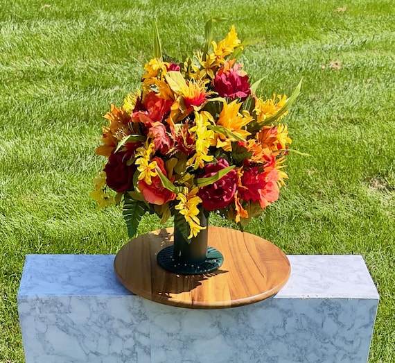 Orange and Yellow Cemetery Vase, Vase Arrangement, Memorial Cemetery Vase, Memorial Flowers, Spring Cemetery Vase, Sympathy Flowers