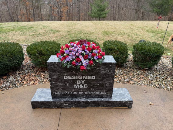 Hugs and Kisses XOXO Cemetery Saddle with Bow, Grave Decoration, Memorial Flowers, Headstone Flowers